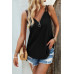 V Neck Eyelet Trim Spaghetti Strap Sleeveless Top