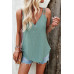 V Neck Eyelet Trim Spaghetti Strap Sleeveless Top
