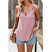 V Neck Eyelet Trim Spaghetti Strap Sleeveless Top