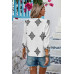 Printed T Shirt V Neck Loose Puff Sleeves Shirts