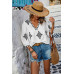 Printed T Shirt V Neck Loose Puff Sleeves Shirts