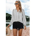 Striped V Neck Vertical Stripe Loose Blouse
