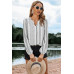 Striped V Neck Vertical Stripe Loose Blouse