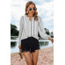 Striped V Neck Vertical Stripe Loose Blouse