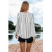 Striped V Neck Vertical Stripe Loose Blouse