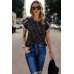 Round Neck Polka Dot Print Petal Sleeve Blouse