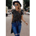 Round Neck Polka Dot Print Petal Sleeve Blouse