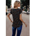 Round Neck Polka Dot Print Petal Sleeve Blouse