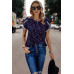 Round Neck Polka Dot Print Petal Sleeve Blouse
