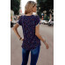 Round Neck Polka Dot Print Petal Sleeve Blouse