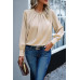 Ruffle Long Sleeve Elegant Ruffles Crewneck Blouse
