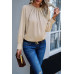 Ruffle Long Sleeve Elegant Ruffles Crewneck Blouse
