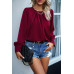 Ruffle Long Sleeve Elegant Ruffles Crewneck Blouse