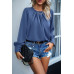 Ruffle Long Sleeve Elegant Ruffles Crewneck Blouse