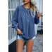 Ruffle Long Sleeve Elegant Ruffles Crewneck Blouse