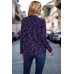Polka Dot Puff Sleeve Notched Neckline Blouse