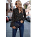Polka Dot Puff Sleeve Notched Neckline Blouse