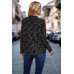 Polka Dot Puff Sleeve Notched Neckline Blouse
