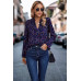 Polka Dot Puff Sleeve Notched Neckline Blouse