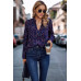 Polka Dot Puff Sleeve Notched Neckline Blouse