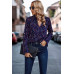Polka Dot Puff Sleeve Notched Neckline Blouse