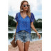 Boho Floral Print Tie Neck Butterfly Sleeve Blouse