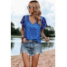 Boho Floral Print Tie Neck Butterfly Sleeve Blouse
