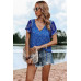 Boho Floral Print Tie Neck Butterfly Sleeve Blouse