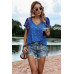 Boho Floral Print Tie Neck Butterfly Sleeve Blouse