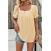 Square Neck Puff Sleeve Tunic Tops Eyelet Shirt