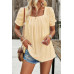 Square Neck Puff Sleeve Tunic Tops Eyelet Shirt