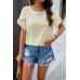 Crewneck Chiffon Polka Dot Ruffle Short Sleeved To