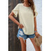 Crewneck Chiffon Polka Dot Ruffle Short Sleeved To
