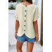 Crewneck Chiffon Polka Dot Ruffle Short Sleeved To