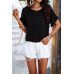 Crewneck Chiffon Polka Dot Ruffle Short Sleeved To