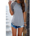 Pure Color Hollow Out Sleeve Round Neck T Shirt