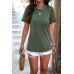Pure Color Hollow Out Sleeve Round Neck T Shirt