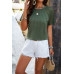 Pure Color Hollow Out Sleeve Round Neck T Shirt