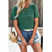 Crew Neck Short Sleeve Pleated Elegant Tee T Shirt