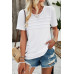 Crew Neck Short Sleeve Pleated Elegant Tee T Shirt