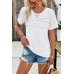 Crew Neck Short Sleeve Pleated Elegant Tee T Shirt