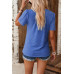 Crew Neck Short Sleeve Pleated Elegant Tee T Shirt