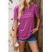 Crew Neck Short Sleeve Pleated Elegant Tee T Shirt
