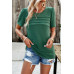 Crew Neck Short Sleeve Pleated Elegant Tee T Shirt
