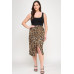 Plus Leopard Prt Asym Skirt W/ Buckle
