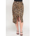 Plus Leopard Prt Asym Skirt W/ Buckle