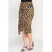 Plus Leopard Prt Asym Skirt W/ Buckle