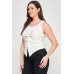 Plus Sleeveless Crinkle Knit Faux Button Down Top
