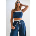 Drawstring Lounge Pants & Crop Top Set