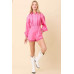 Long Sleeve Romper With Contrasting Scallop Lace